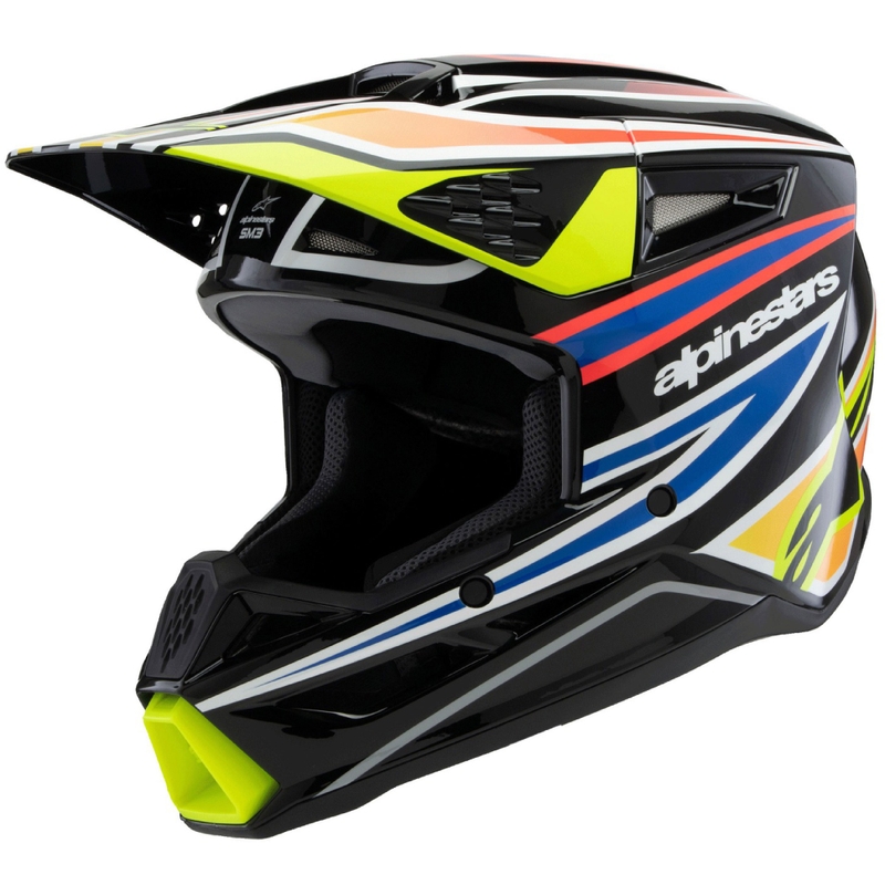 Παιδικό κράνος motocross Alpinestars S-M3 WURX μαύρο-φλουό κίτρινο-μπλε-κόκκινο