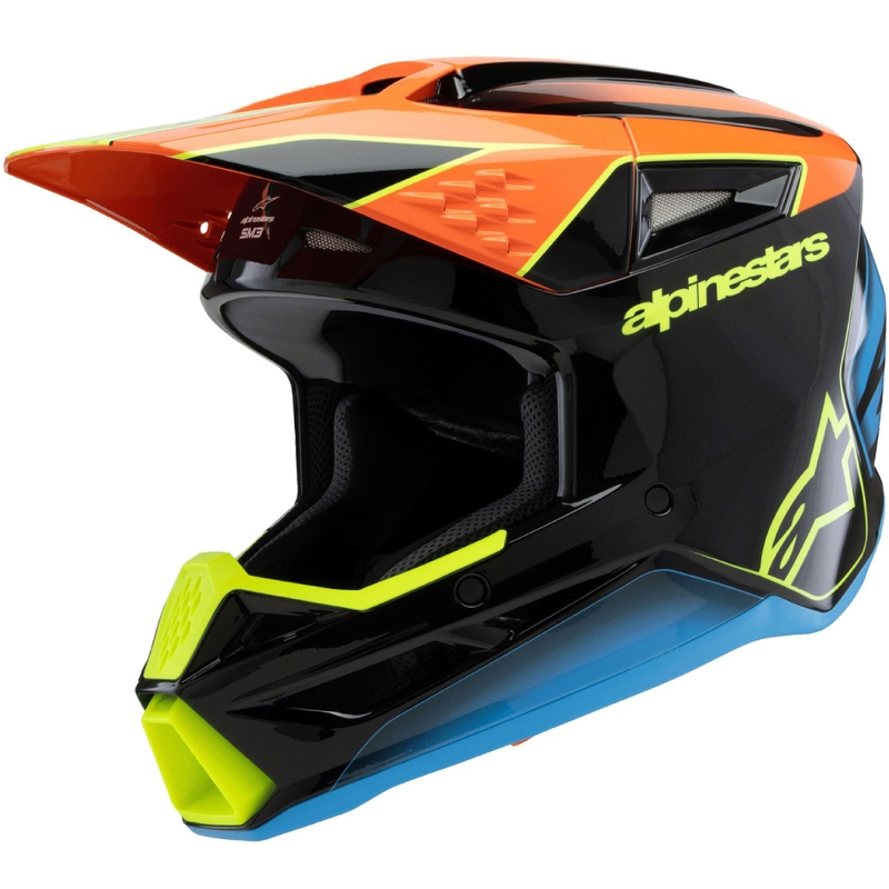 Παιδικό κράνος motocross Alpinestars S-M3 FRAY μαύρο-φλουορ πορτοκαλί-φλουορ κίτρινο-τυρκουάζ