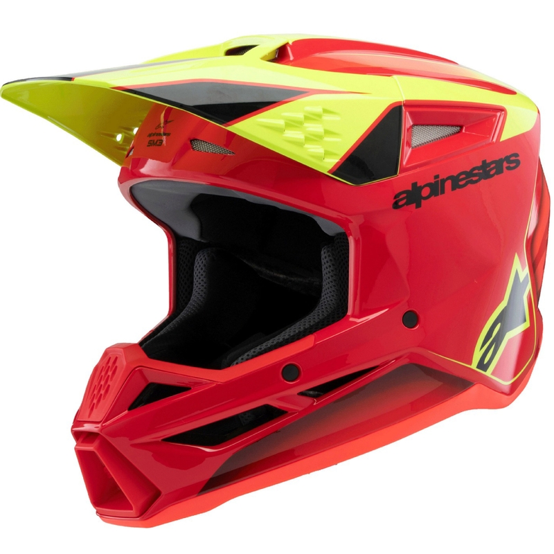 Παιδικό κράνος motocross Alpinestars S-M3 FRAY κόκκινο-φλουορ κίτρινο-μαύρο