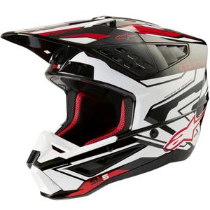 Κράνος Motocross Alpinestars S-M5 Action 2 Μαύρο-Άσπρο-Φλούο Κόκκινο