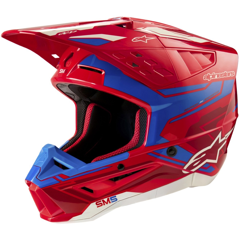 Alpinestars S-M5 Action 2 fluo κόκκινο-μπλε κράνος motocross