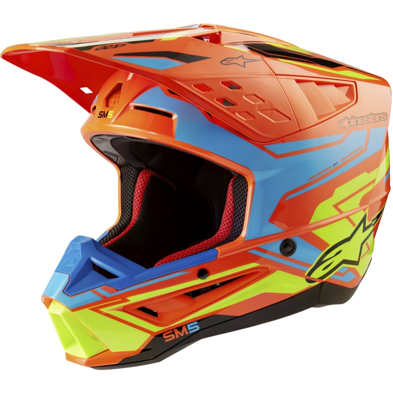 Alpinestars S-M5 Action 2 fluo πορτοκαλί-φωτογάλαζο-fluo κίτρινο κράνος motocross