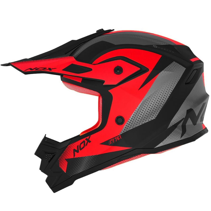 Παιδικό κράνος motocross NOX N761 MX fluo κόκκινο-μαύρο-γκρι