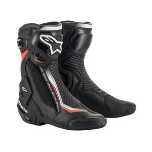 Alpinestars SMX Plus 2 μαύρο-λευκό-φλούο κόκκινο μπότες μοτοσικλέτας
