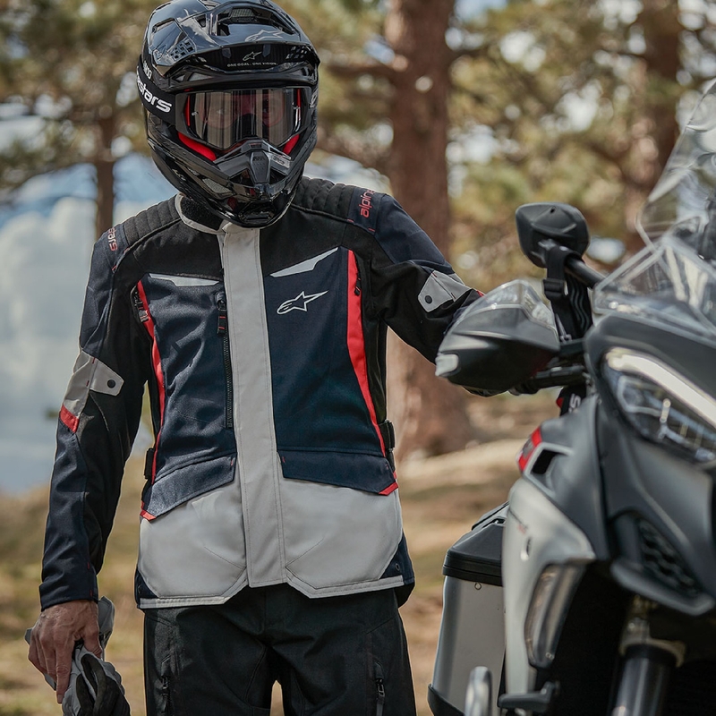 Alpinestars ST-1 Αδιάβροχο μπουφάν μοτοσικλέτας σκούρο μπλε-μαύρο-κόκκινο