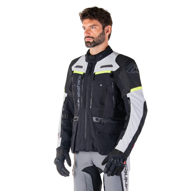 Alpinestars Bogota PRO Drystar μαύρο-γκρι-φλούο κίτρινο μπουφάν μοτοσικλέτας