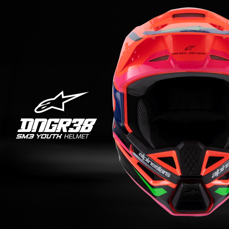 Παιδικό κράνος motocross Alpinestars S-M3 HAIDEN DEEGAN fluo πορτοκαλί-μωβ-ροζ-πράσινο