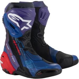 Alpinestars Supertech R Vented limited edition Martinator Jorge Martin μπλε-μωβ-κόκκινο-μαύρες μπότες μοτοσικλέτας