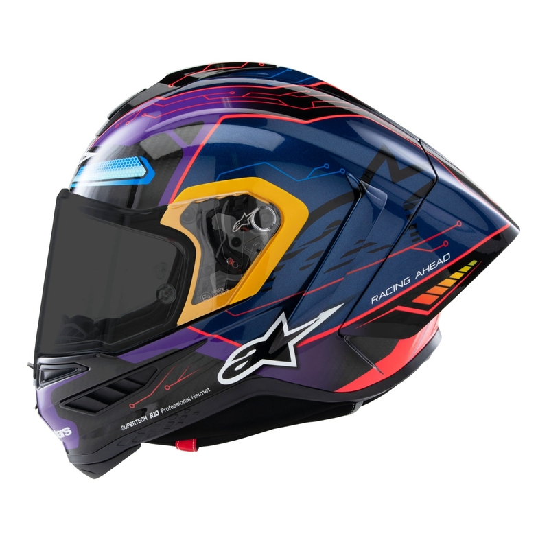 Alpinestars Supertech R-10 περιορισμένη έκδοση Martinator Jorge Martin μπλε-μωβ-κόκκινο-κίτρινο κράνος μοτοσικλέτας