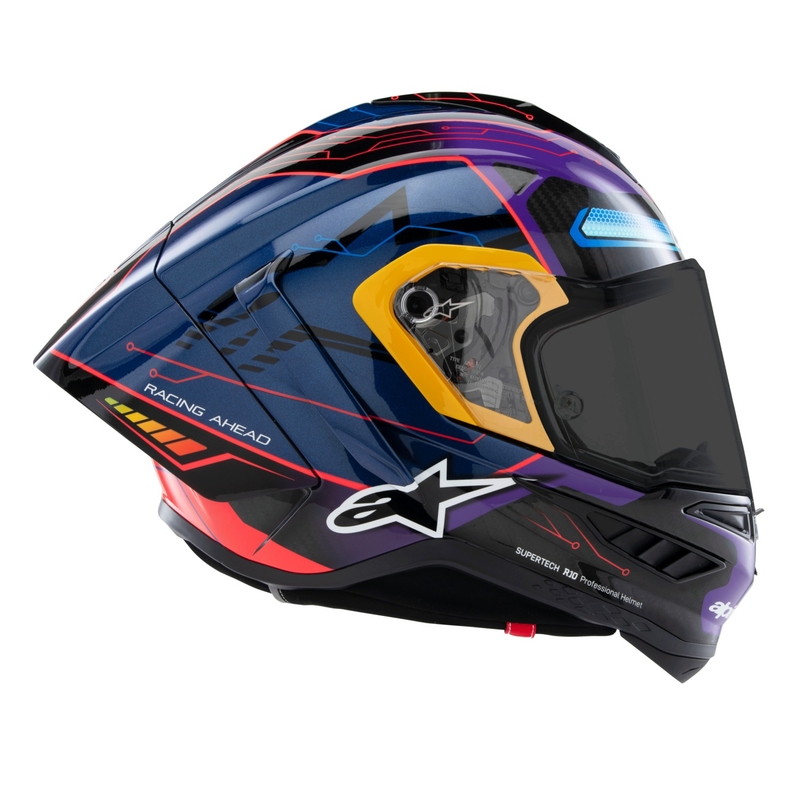 Alpinestars Supertech R-10 περιορισμένη έκδοση Martinator Jorge Martin μπλε-μωβ-κόκκινο-κίτρινο κράνος μοτοσικλέτας