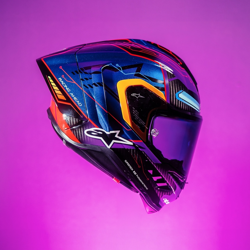 Alpinestars Supertech R-10 περιορισμένη έκδοση Martinator Jorge Martin μπλε-μωβ-κόκκινο-κίτρινο κράνος μοτοσικλέτας