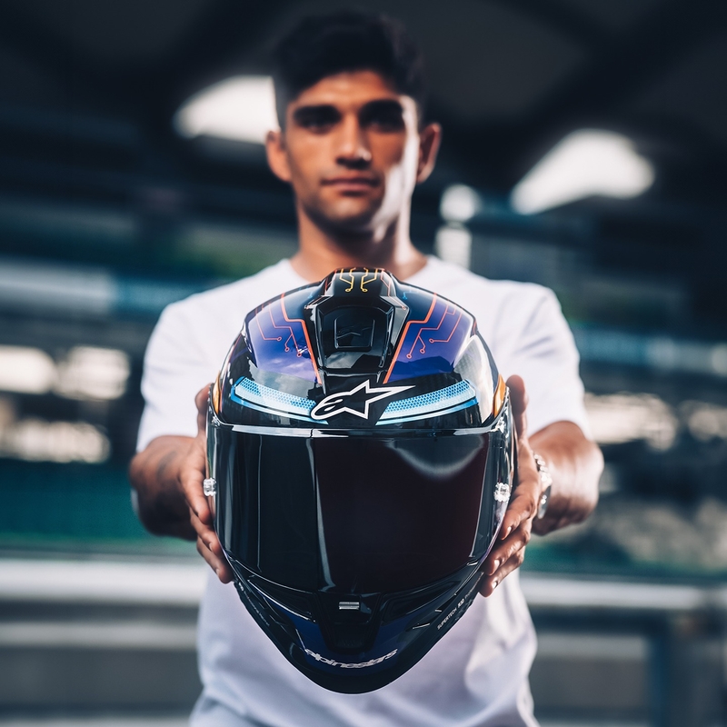 Alpinestars Supertech R-10 περιορισμένη έκδοση Martinator Jorge Martin μπλε-μωβ-κόκκινο-κίτρινο κράνος μοτοσικλέτας