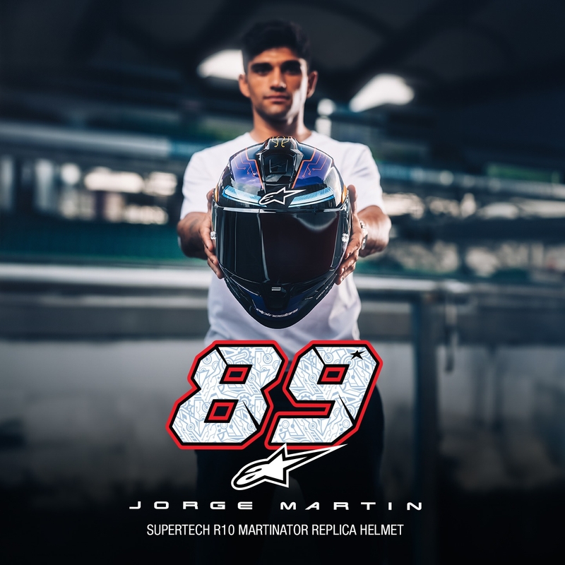 Alpinestars Supertech R-10 περιορισμένη έκδοση Martinator Jorge Martin μπλε-μωβ-κόκκινο-κίτρινο κράνος μοτοσικλέτας