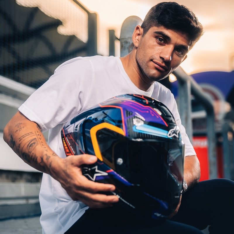 Alpinestars Supertech R-10 περιορισμένη έκδοση Martinator Jorge Martin μπλε-μωβ-κόκκινο-κίτρινο κράνος μοτοσικλέτας