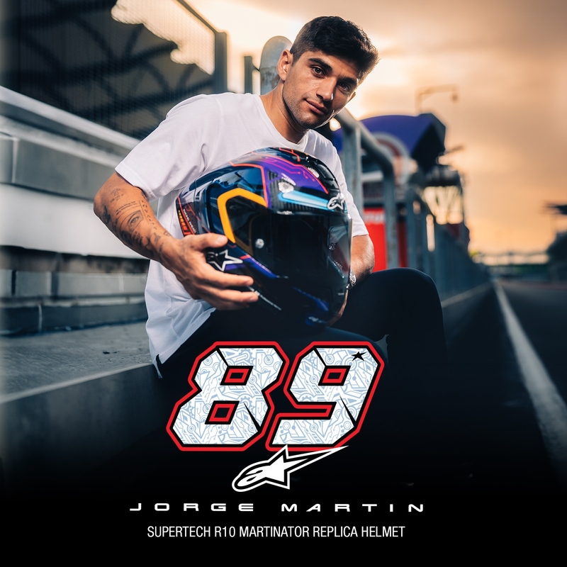 Alpinestars Supertech R-10 περιορισμένη έκδοση Martinator Jorge Martin μπλε-μωβ-κόκκινο-κίτρινο κράνος μοτοσικλέτας