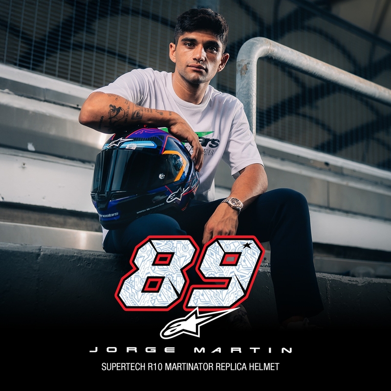 Alpinestars Supertech R-10 περιορισμένη έκδοση Martinator Jorge Martin μπλε-μωβ-κόκκινο-κίτρινο κράνος μοτοσικλέτας