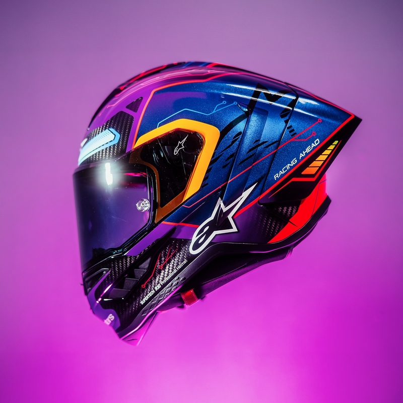 Alpinestars Supertech R-10 περιορισμένη έκδοση Martinator Jorge Martin μπλε-μωβ-κόκκινο-κίτρινο κράνος μοτοσικλέτας