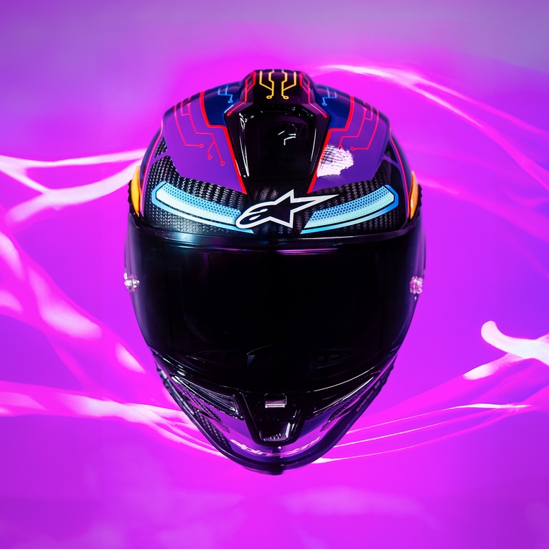 Alpinestars Supertech R-10 περιορισμένη έκδοση Martinator Jorge Martin μπλε-μωβ-κόκκινο-κίτρινο κράνος μοτοσικλέτας