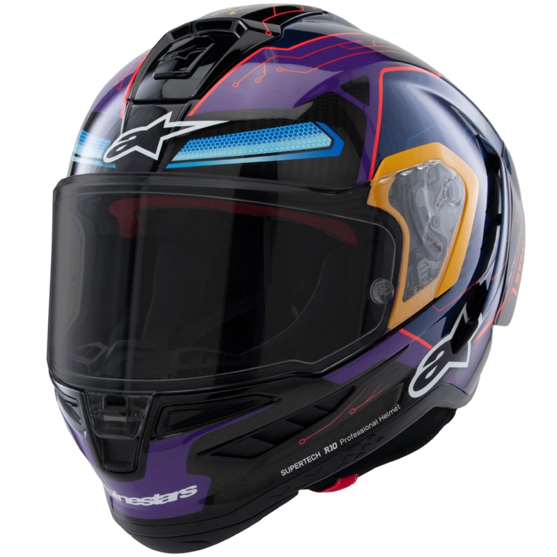 Alpinestars Supertech R-10 περιορισμένη έκδοση Martinator Jorge Martin μπλε-μωβ-κόκκινο-κίτρινο κράνος μοτοσικλέτας