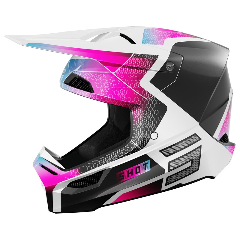 Παιδικό κράνος Motocross Shot Furious Phaser Μαύρο-Μπλε-Ροζ