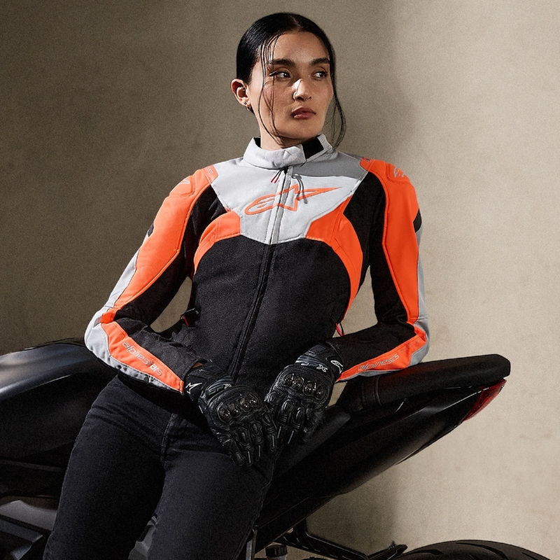 Alpinestars Γυναικείο αδιάβροχο μπουφάν μοτοσικλέτας Stella T-Jaws 4 Black-Gray-Fluo Red