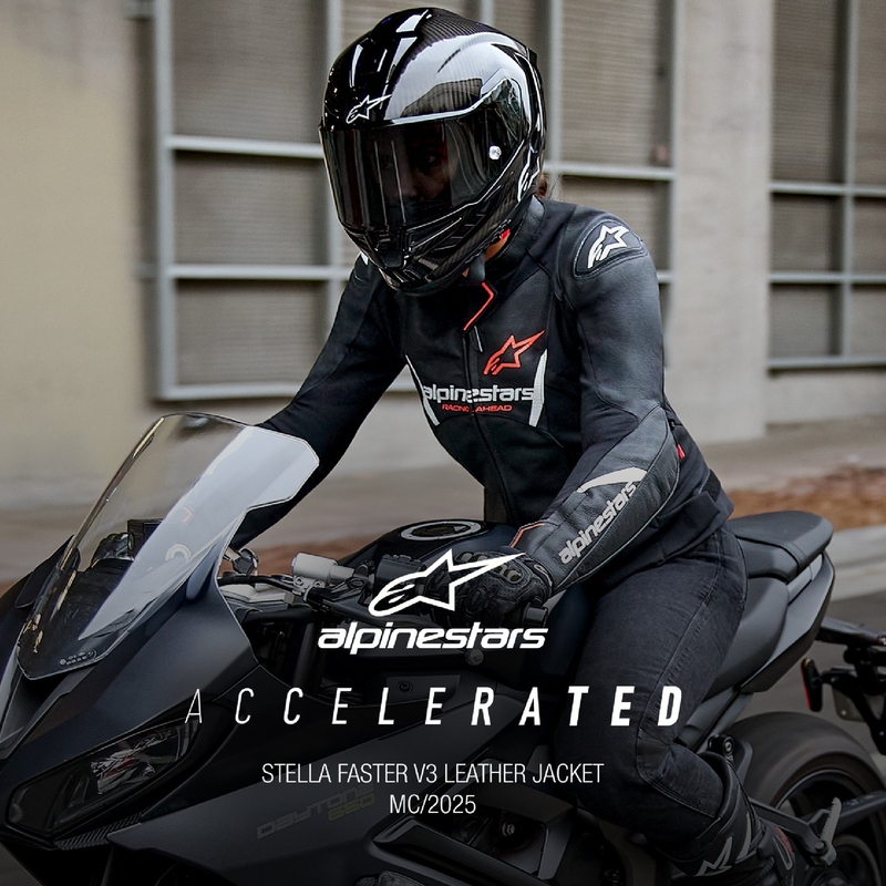 Alpinestars Stella Faster 3 Γυναικείο δερμάτινο μπουφάν μοτοσικλέτας Μαύρο-Άσπρο-Φλούο Κόκκινο