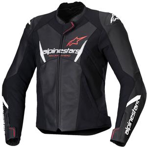 Alpinestars Stella Faster 3 Γυναικείο δερμάτινο μπουφάν μοτοσικλέτας Μαύρο-Άσπρο-Φλούο Κόκκινο