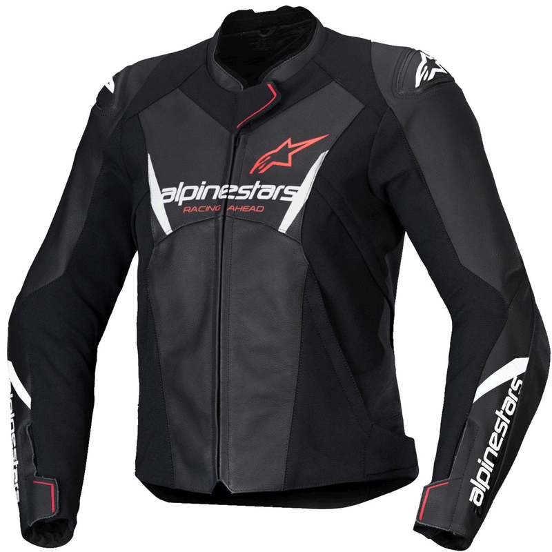 Alpinestars Stella Faster 3 Γυναικείο δερμάτινο μπουφάν μοτοσικλέτας Μαύρο-Άσπρο-Φλούο Κόκκινο