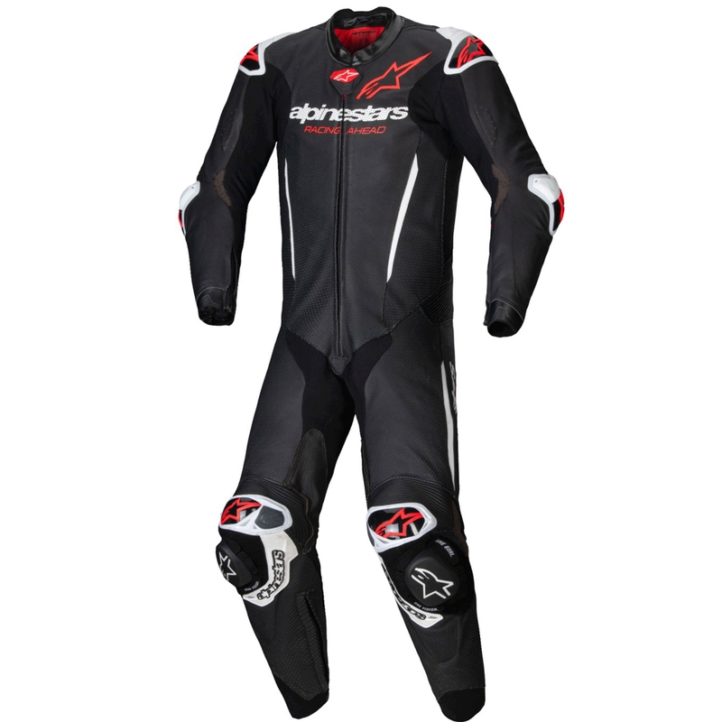 Alpinestars GP-R7 Tech-Air ready/compatible μαύρο-λευκό-φλούο κόκκινο μονοκόμματο δερμάτινο κοστούμι μοτοσικλέτας