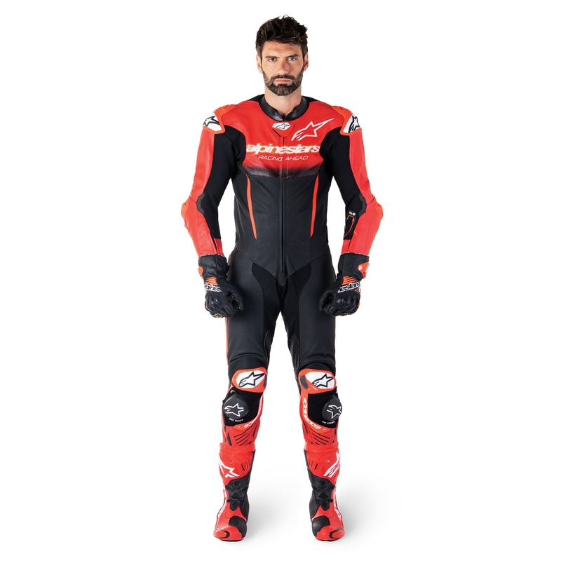 Alpinestars GP-R7 Tech-Air έτοιμη/συμβατή μαύρη/κόκκινη μονοκόμματη δερμάτινη στολή