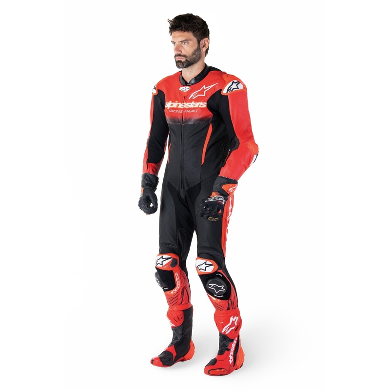 Alpinestars GP-R7 Tech-Air έτοιμη/συμβατή μαύρη/κόκκινη μονοκόμματη δερμάτινη στολή