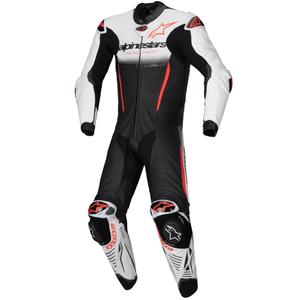 Alpinestars GP-R7 Tech-Air έτοιμο/συμβατό λευκό-μαύρο-φλούο κόκκινο μονοκόμματο δερμάτινο κοστούμι