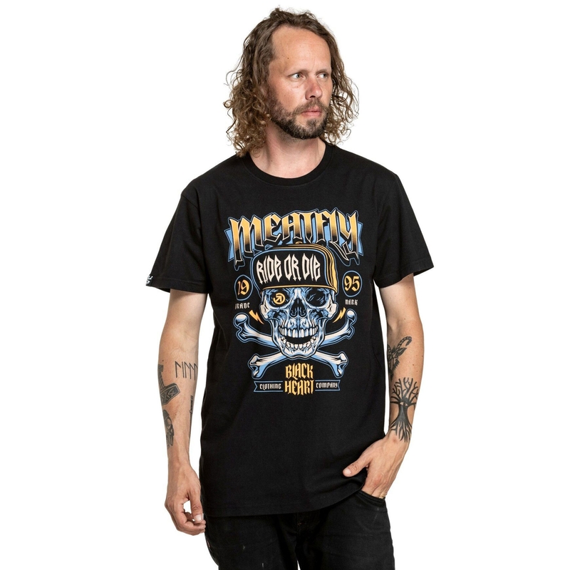 T-shirt Meatfly Whiskey Crossbones μαύρο