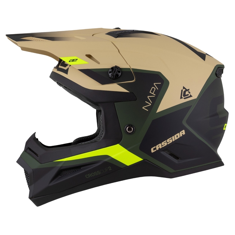 Cassida Cross Cup 2 Napa κράνος motocross matt sand-green-fluo yellow-black