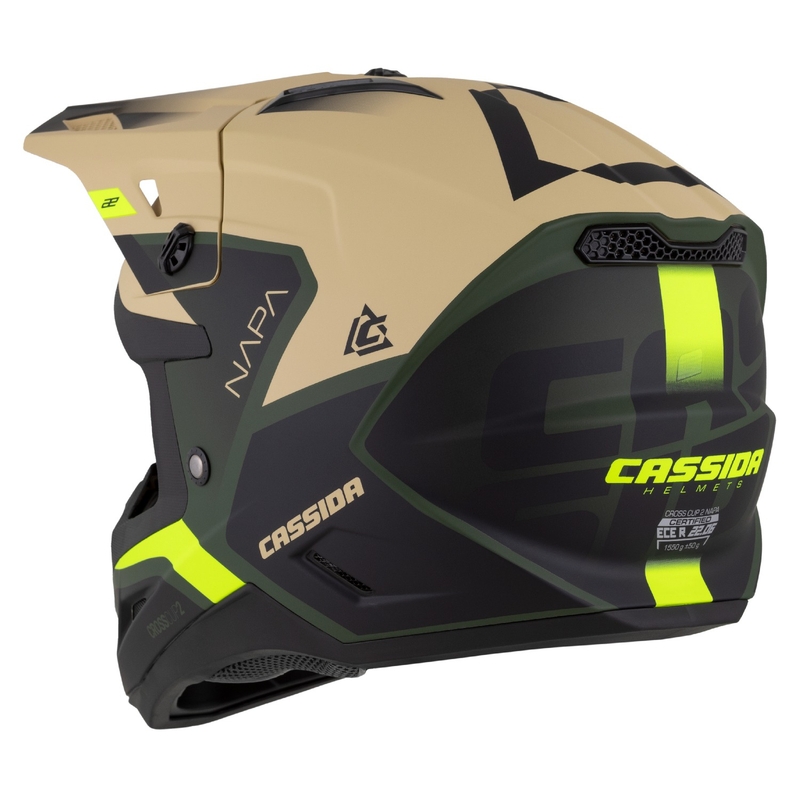Cassida Cross Cup 2 Napa κράνος motocross matt sand-green-fluo yellow-black
