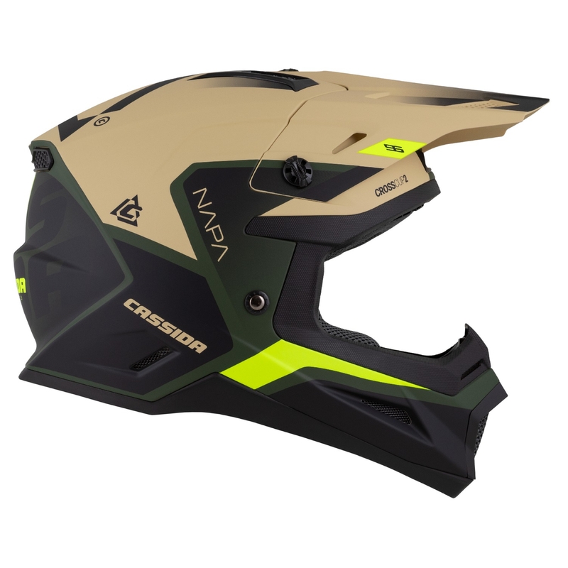 Cassida Cross Cup 2 Napa κράνος motocross matt sand-green-fluo yellow-black