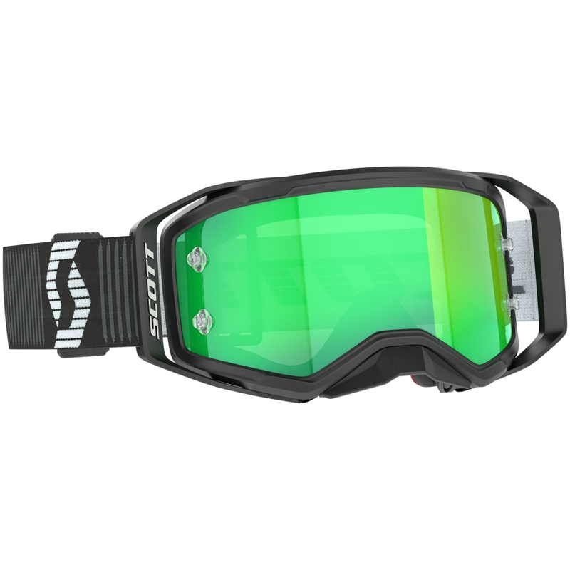 Γυαλιά motocross SCOTT Prospect 2.0 μαύρο και λευκό με πράσινο καθρέφτη
