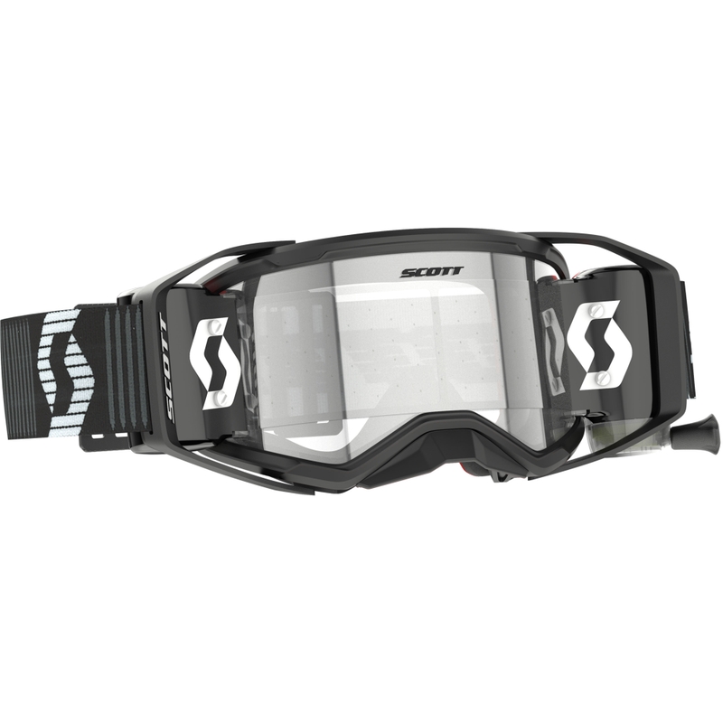 Γυαλιά motocross SCOTT Prospect 2.0 Super WFS μαύρο και λευκό με διαφανές plexi