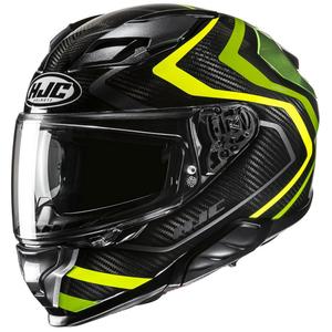 Ενσωματωμένο κράνος μοτοσικλέτας HJC F71 Carbon Nevio MC3H μαύρο-φλούο πράσινο