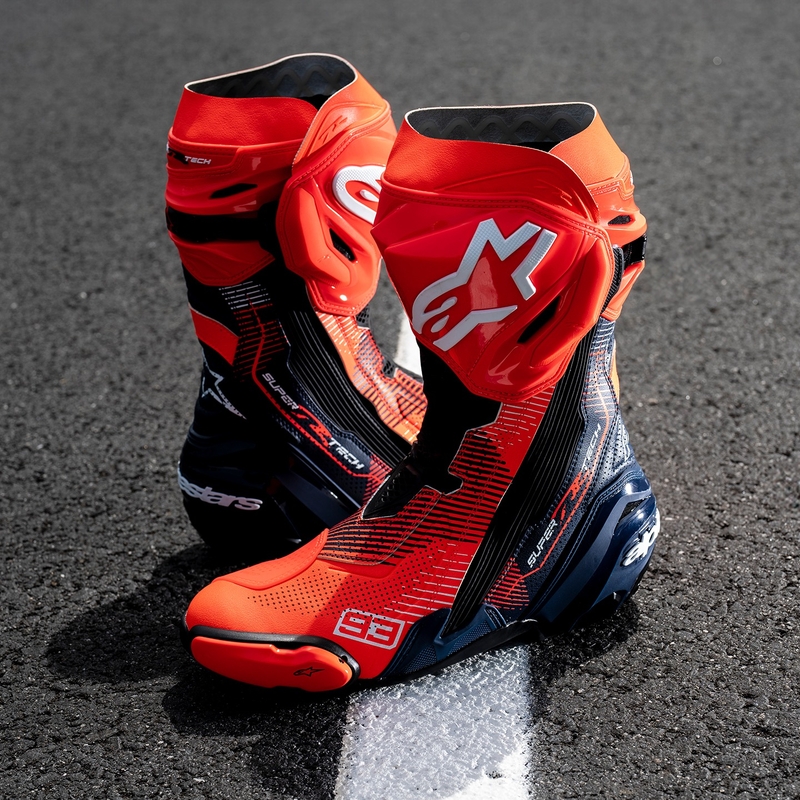 Alpinestars Supertech R Vented limited edition MM93 Marc Marquez fluo red-blue-black μπότες μοτοσικλέτας