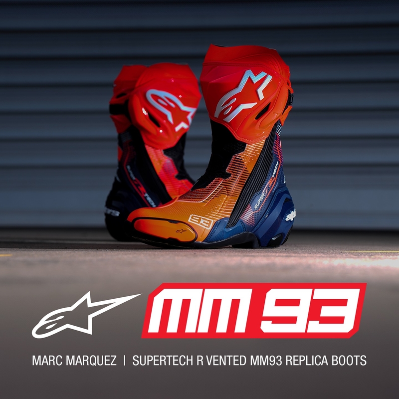 Alpinestars Supertech R Vented limited edition MM93 Marc Marquez fluo red-blue-black μπότες μοτοσικλέτας