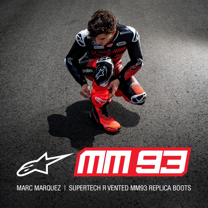 Alpinestars Supertech R Vented limited edition MM93 Marc Marquez fluo red-blue-black μπότες μοτοσικλέτας