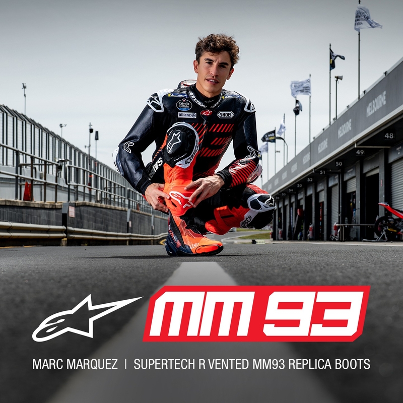Alpinestars Supertech R Vented limited edition MM93 Marc Marquez fluo red-blue-black μπότες μοτοσικλέτας