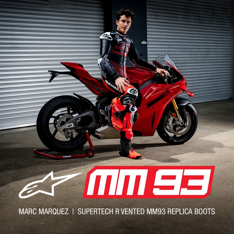 Alpinestars Supertech R Vented limited edition MM93 Marc Marquez fluo red-blue-black μπότες μοτοσικλέτας