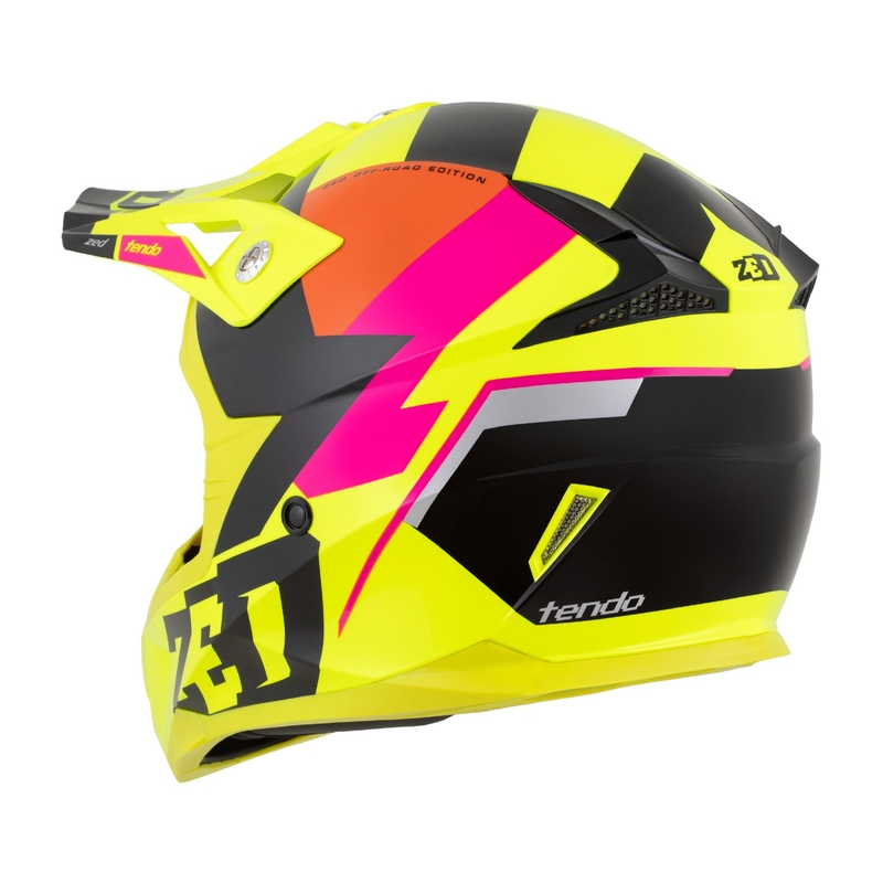 Κράνος Motocross ZED X1.9 Tendo fluo κίτρινο-ροζ-πορτοκαλί-μαύρο