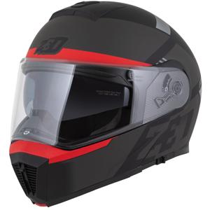 Αναδιπλούμενο κράνος μοτοσικλέτας ZED F19 ματ μαύρο-φλούο κόκκινο-γκρι