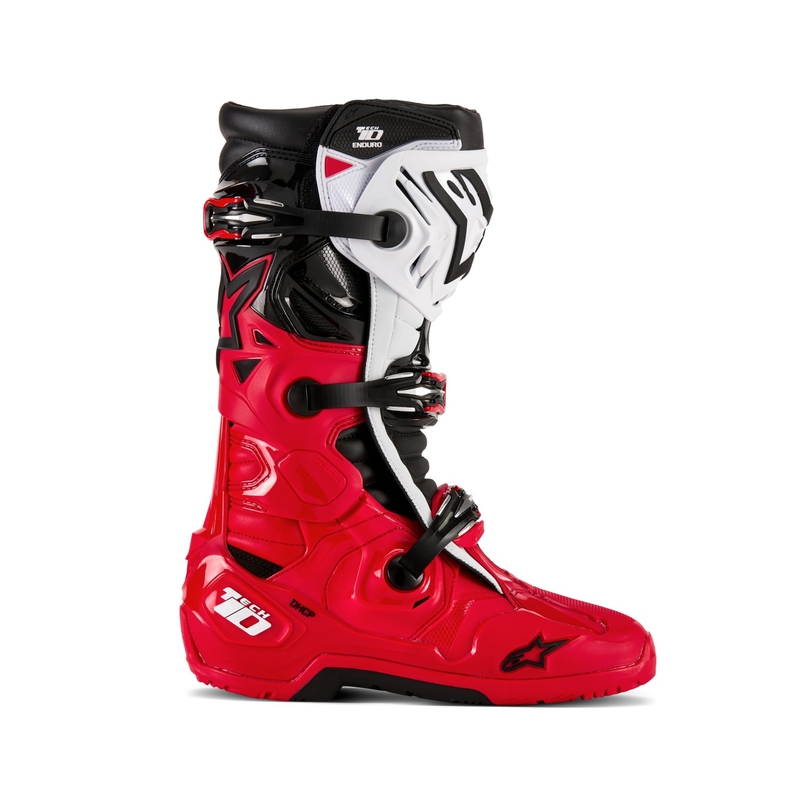Alpinestars Tech 10 Enduro κόκκινες-μαύρες-λευκές μπότες μοτοσικλέτας