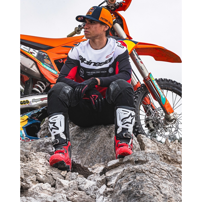 Alpinestars Tech 10 Enduro κόκκινες-μαύρες-λευκές μπότες μοτοσικλέτας