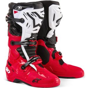Alpinestars Tech 10 Enduro κόκκινες-μαύρες-λευκές μπότες μοτοσικλέτας