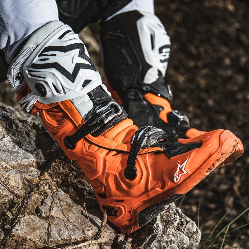 Alpinestars Tech 10 Enduro fluo πορτοκαλί-μαύρο-λευκό μπότες μοτοσικλέτας